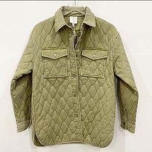 NWT Joie Quilted Snap Closure Utility Green Shacket*